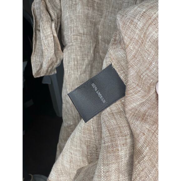 Lafayette 148 Tan Linen Buttondown Blouse Women's Size 16 - Picture 4 of 4
